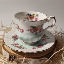 Elizabethan fine bone china niebieska porcelana filiżanka i spodek