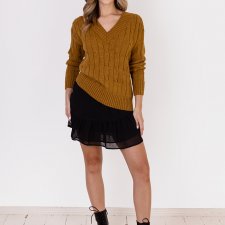 Sweter w warkoczowy wzór - SWE316 miodowy MKM